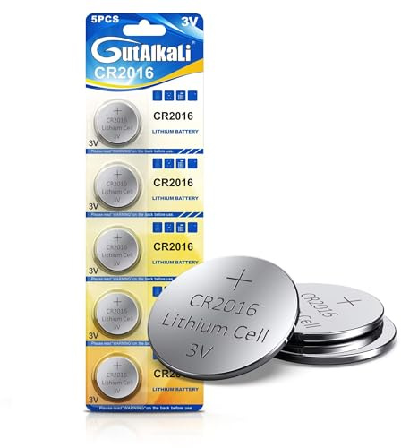 GutAlkaLi CR2016 3 V Pile Bouton au Lithium Piles électriques CR 2016 Pile au Lithium Paquet de 5