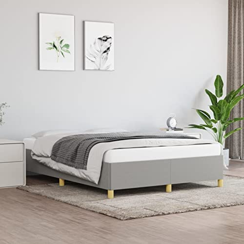 Festnight Bett 140x200 cm Polsterbett Hellgrau Bettrahmen Bettgestell mit Lattenrost Jugendbett Einzelbett Doppelbett