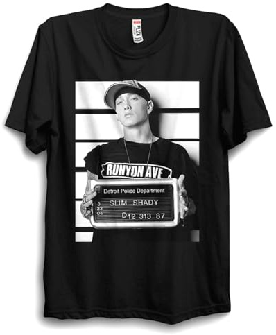 Eminem Men’s T Shirt Unisex Slim Shady Mugshot T Shirt 100% Cotton Rap Shirt D12 Music Hip Hop Rap Unisex Tee