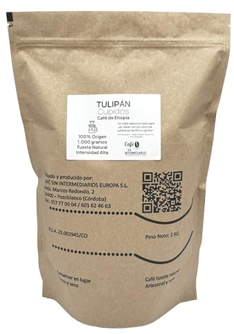 CAFE SIN INTERMEDIARIOS - Tulipan - Caffè d'Etiopia per macchine a filtro o americane 1Kg - Tostatura settimanale - Confezionato e macinato alla spedizione - Intensità di sapore elevata