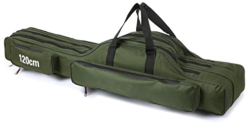 Funien 3-lagige Angelruten-Tasche, tragbar, faltbar, Angelruten-Tragetasche, Angelrolle, Angelgerät, Aufbewahrungstasche,Angeltasche