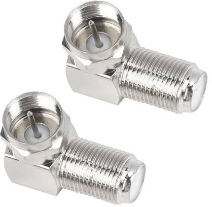 nllkii Set di 2 Adattatori Angolari a 90 Gradi F Connettore, Maschio a Femmina per Antenna TV, Cavo Coassiale 7mm, Adattatore Angolare Per TV A Parete,per Satellite, TV a parete, Cavo satellitare