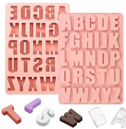 26 Bokstäver Silikonformar, 27 x 18 cm A-Z Silikonform Bokstaven Rosa | BPA-fri chokladform, söta silikonformar för gör-det-själv-formar, kakor, bakning, choklad, glassbitar