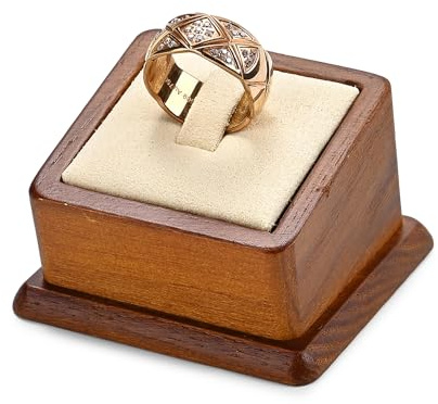 Oirlv Soporte De Exhibición De Anillos De Joyería De Madera Maciza, Soporte De Exhibición De Anillos Cuadrados, Soporte De Exhibición De Joyas (Blanco Cremoso)