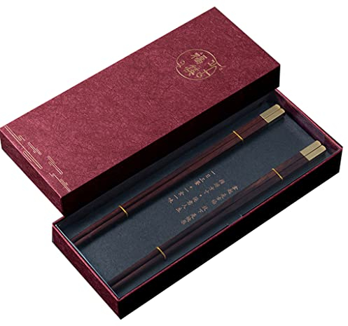 Set regalo di bacchette giapponesi in legno con custodia, 2 paia di bacchette riutilizzabili, bacchette cinesi di lusso in legno naturale Bacchette per sushi antiscivolo, bacchette lavabili in la