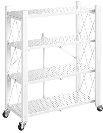 4 Tier Rollwagen Faltbare Wagen Spart Platz Wagen Aus Kohlenstoffstahl Solide Und Nicht Wackeln Multifunktionale Mobile Wagen Mit Rollen Flexible Bewegung