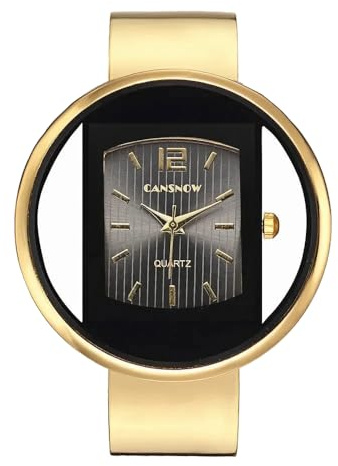 CANSNOW Sphärische Damen Spangenuhr Uhren Damen Armreif Armbanduhr Armspange Damenuhr mit modernem Metall-Armband