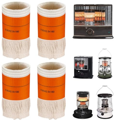 4 Stück Docht für Petroleumofen für Innenräume, Ersatzdocht für Petroleumheizer, Effizienter Kerosin Docht, Fiberglas Runde Baumwolle Docht, Outdoor Camping Kerosin Docht für Camping Zeltheizung