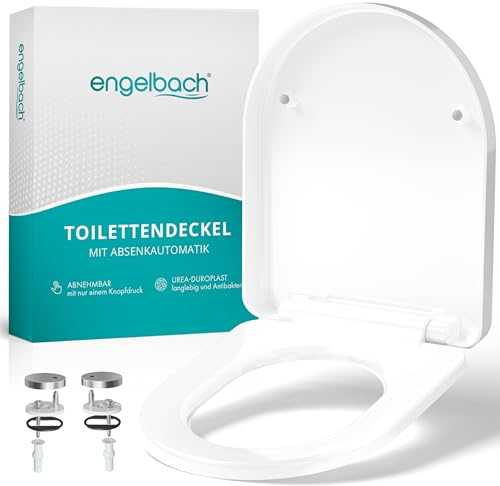 Engelbach® Toilettendeckel mit Absenkautomatik (Einfache Montage) Antibakteriell dank Urea-Duroplast | Quick-Release-Funktion | Toilettensitz, WC Brille, WC Sitz - D Form