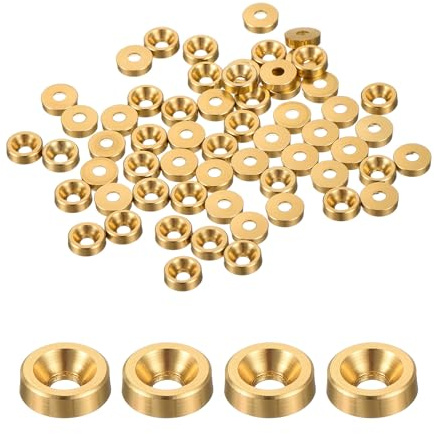 QUARKZMAN paquet de 60 M2 Rondelles coniques en aluminium anodisé (Or) | pour vis RC/FPV/PC/Drone/Pièces de modèles d'accessoires mécaniques, Rondelles coniques