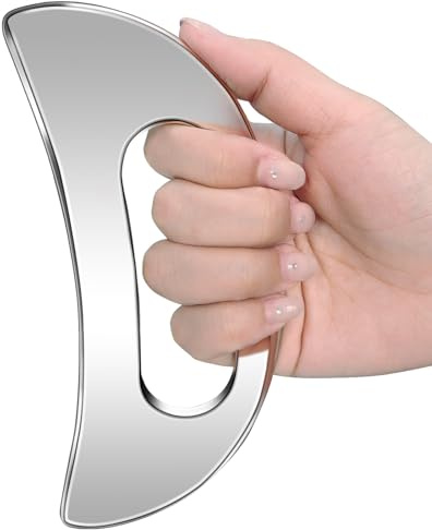 Edelstahl Körper Gua Sha Massagegerät, Großer Guasha Schaber mit Griff, Lymphdrainage Massage für Beine, Rücken, Gesicht, Nacken, Muskelentspannung & Schmerzlinderung, Entfernung von Müdigkeit