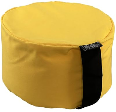 MediKiss Bodensitzkissen - Yogakissen & Meditationskissen für Kinder & Erwachsene - Bio-Baumwolle oder Polyester, EPP-Granulat Füllung, Waschbar & formstabil mit Tragegriff - Yellow