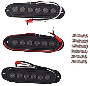 Gitarren Tonabnehmer Satz Gmb111 Schwarz für E-gitarre | 7 Mm Große Rundring Optik, Vulkanisierte Faser, Gewachst gegen Störgeräusche