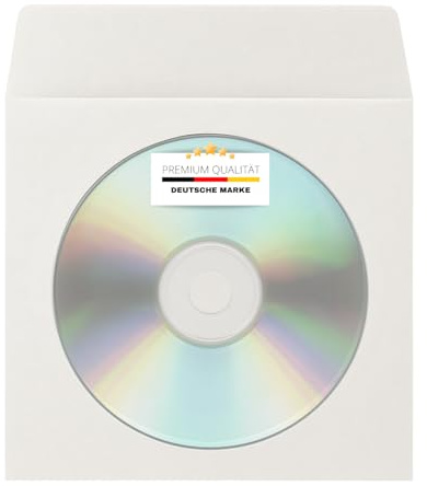 shopanize24® CD/DVD/BD Papierhüllen mit Sichtfenster & Verschlusslasche – Weiße Papiertaschen zur Aufbewahrung von CDs, DVDs & Blu-ray Discs – Platzsparende CD Umschläge mit Lasche (100 Stück)