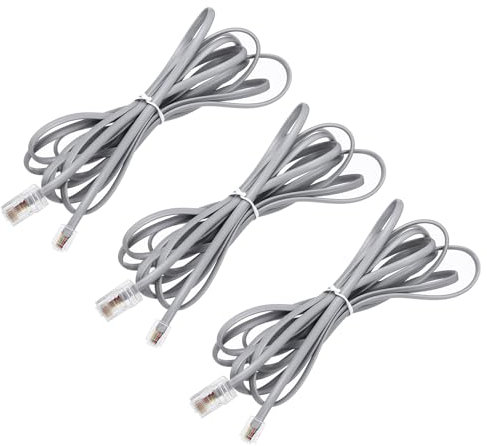 sourcing map RJ45 8P4C auf RJ11 6P4C Adapter-Konverterkabel, RJ45 auf RJ11 Adapter, Telefonhörerkabel für Zuhause, Büro, 3 m, Grau, 3 Stück