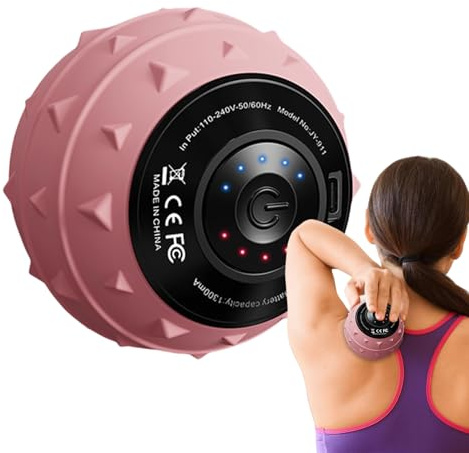 Deep Tissue Massage Ball, Electric Muscle Massager Roller, Trigger Point Roller, Back Fitness Recovery, Skin-Friendly Relaxation Tool for Neck, Legs, Waist, Pink, Blue