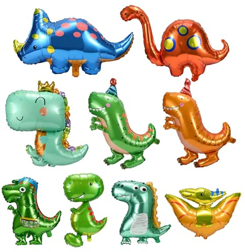 GrünWerk 9 Stück Dinosaurier Ballon, Dino Helium Ballon, Für Kinder Geburtstag Party, Babypartys, Jubiläum Zu Dekorieren Dino Folienballon