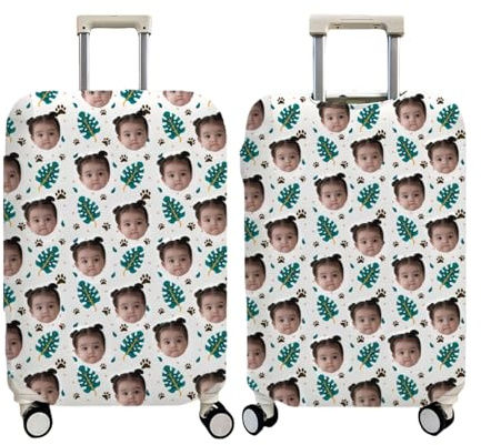 Drawelry Personalisierte Foto Gepäckhülle mit Bild Name Bedruckt Trolley Koffer Schutzhülle Reisekoffer Luggage Schutz Abdeckung Kofferhülle Geschenke für Familie Freunde Paare (Kinder)