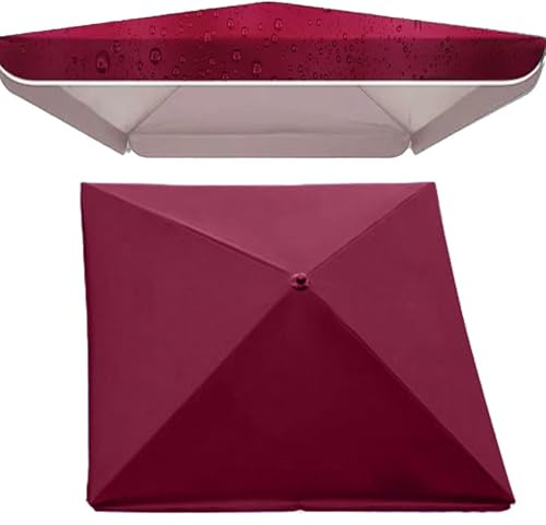 TAZYYZUU Telo di Ricambio for ombrellone da Giardino Quadrato 8'x8' con 4 Stecche, Telo di Ricambio Impermeabile Anti-UV for ombrellone da Esterno(Wine Red,3x3(10'x10'))
