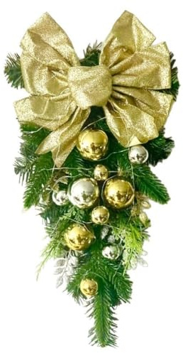 HavenDomicile Guirnalda decorativa de lágrima con hojas de acebo, para la decoración casera de la Navidad los 45Cm