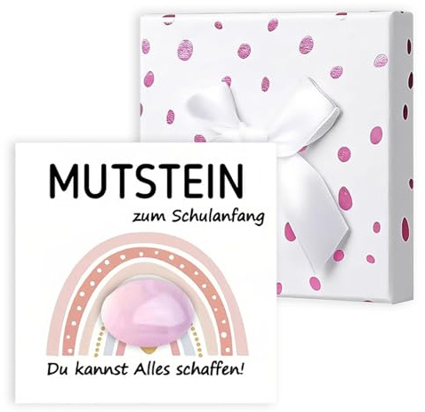 CHIHOLEN Glücksbringer Schulanfang, Einschulung Mädchen Geschenk Schultüte Füllung, Glücksbringer Mutstein Geschenke Einschulung, Glückssteine Einschulung Geschenk Mädchen (Rosa)