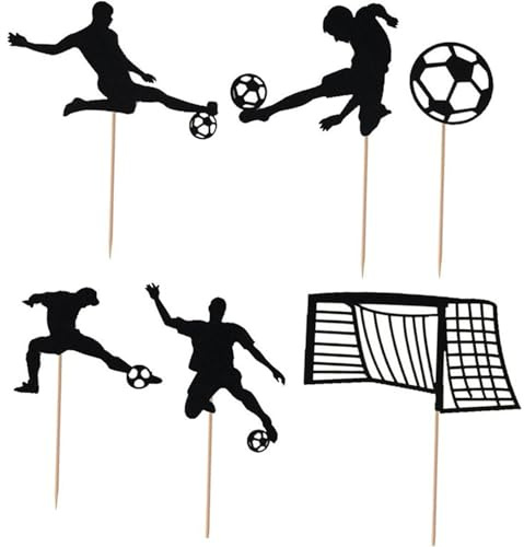 Football Cupcake Toppers,Football Cake Decorations - RETWOT 36Pcs Personalised Cupcake Toppers for Cupcakes Happy Birthday Decorations for Kids, Boys and Men Football Cake Decorations