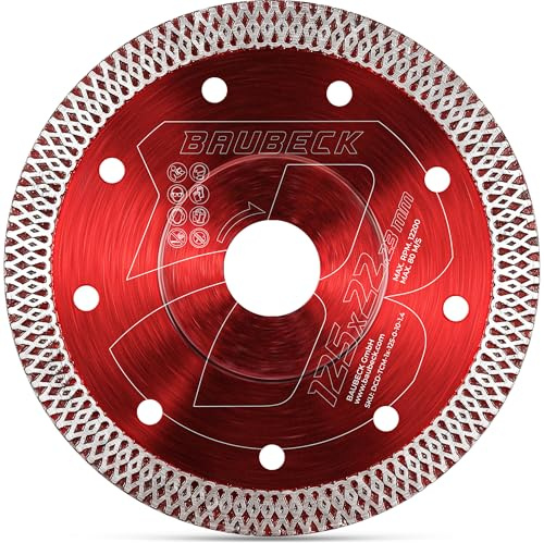 BAUBECK Diamanttrennscheibe 125 mm x 22,23 mm – für Fliesen, Keramik, Marmor & Naturstein – präzise Trennscheibe für saubere, schnelle und langlebige Schnitte im professionellen Einsatz