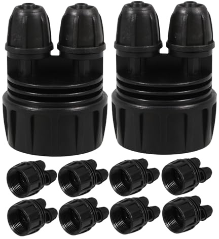 BAZEITFLOW 10 Pezzi Raccordi Irrigazione Giardino con Doppio Blocco Adattatori Tubo Filettati per Rubinetti e Sistemi Gocciolanti Materiale Resistente per Collegamenti Stabili e Perdite
