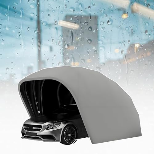 Tenda Per Auto Semiautomatico,Box Auto Da Esterno, In Acciaio Inox, Garage Pieghevole Per Auto, Portatile, Resistente, Protezione Solare E Pioggia, Per Esterni (19.4ft×8.9ft×8ft)