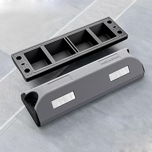 Tapones de goma duraderos para rueda de estacionamiento con tiras reflectantes, bloqueador y tapón de estacionamiento de grado profesional, bloques de espacio de estacionamiento anclados