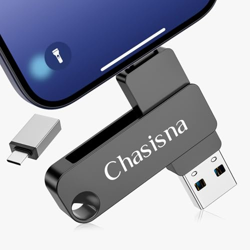 Chasisna 128GB Speicherstick für iPhone/iPad/PC/Android,3 in 1 USB Stick iPhone Mit 1OS, Type C Und USB-Anschluss Externer Speicher für Fotos und Videos（Keine App erforderlich）