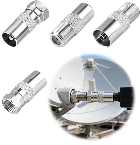Ruvan 4 Stück F Stecker Antennenstecker Set, TV Luftadapter F Männliche/Weibliche TV T V Koaxial Stecker Kit, Antennenstecker Für T-V, Multimediadose Adapter Antennenkabel Verbinder