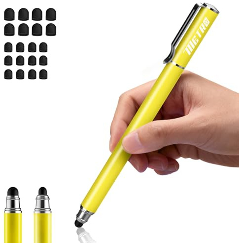 Styluslink 2-in-1 Touchscreen Stift mit Clip, 20 Gummispitzen, gelb