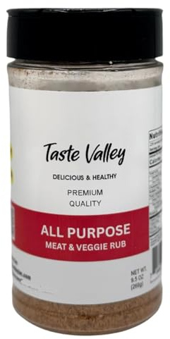Taste Valley All Purpose Seasoning & Meat Rub (9.5oz) – Savory Garlic, Paprika & Sea Salt Spice Blend – Gluten Free BBQ Dry Rub for Steak, Chicken, Vegetables & Potatoes
