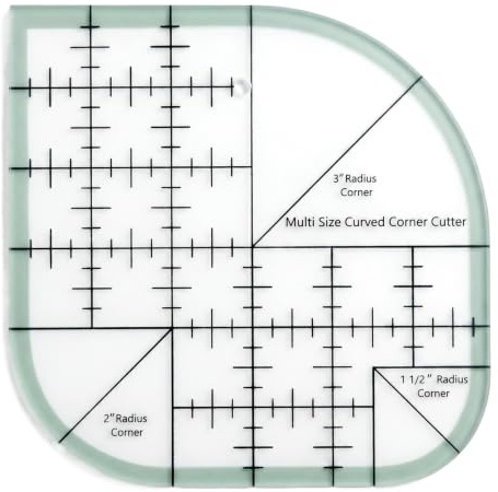 Kemay Curved Corner Cutter Quilt Ruler, Acrylic Sewing Patchwork Ruler Quilting Templates, Multifunctional Sewing Rulers and Guides for Fabric Cutting Craft DIY Supplies
