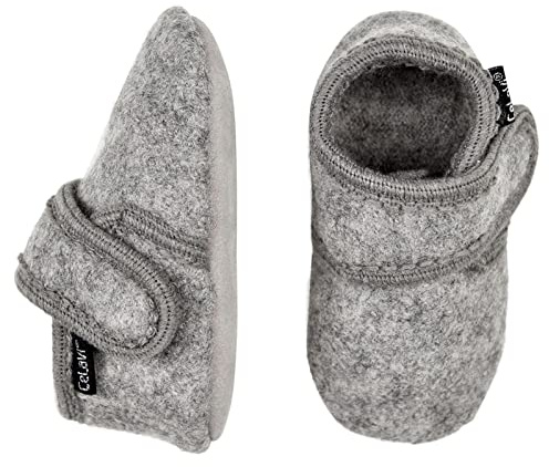 Celavi Unisex barn baby ull sko tofflor, Grå melange, 17/18 EU