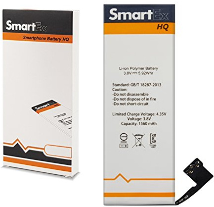 Smartex® Batterie Compatible avec iPhone 5S / 1560 mAh | Batterie de Remplacement sans Cycles de Recharge | Garantie de 24 Mois