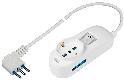 Poly Pool PP2500XL Presa Multipla P40 Pluristandard, Spina Salvaspazio Grande 16 A, 1.5 Metri Cavo e Interruttore, Bianco,3500W