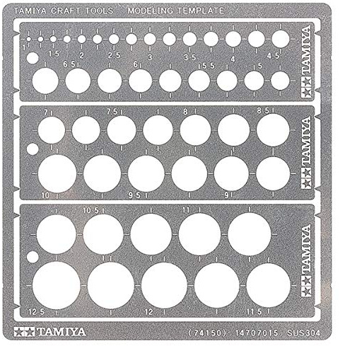Tamiya 74150 Modeling Kreis Schablone PE (3) 1-12,5mm Modellbau-Zubehör, Bastelwerkzeuge, hochwertiges Modellbauzubehör,300074150