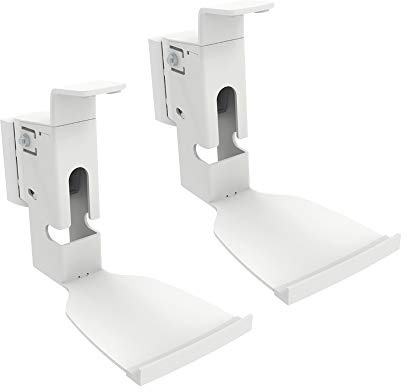 ARLI Lautsprecher Wandhalterung kompatibel mit SONOS Play 5 Gen. 2 Wandhalter Boxen 2 er Paar 7 kg belastbar werkzeuglos neigbar drehbar Halter Wandmontage Box Befestigung Schrauben Set Weiss 2X