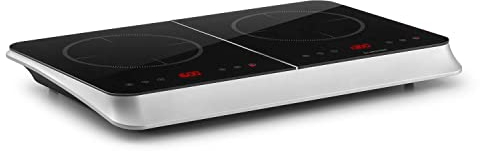 Klarstein InnoChef - Table de cuisson à induction, 3400 watts, 10 niveaux de puissance, Panneau de commande tactile, Ecran numérique, Arrêt automatique programmable, Argent