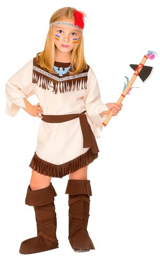 W WIDMANN MILANO Party Fashion - Kinderkostüm Indianerin, Kleid, Squaw, Wilder Westen, Häuptlingstochter, Fasching