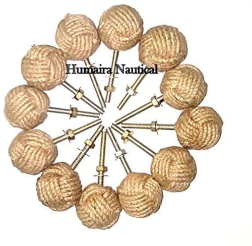 Samara Nautical Knotty Türknäufe, nautische Schubladen, Juteseil, 12 Stück