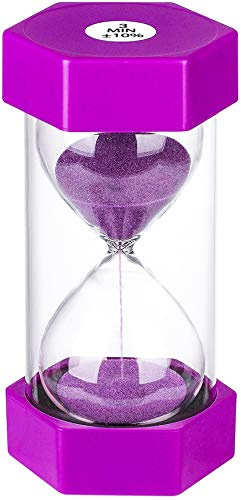 SuLiao 3 Minute Colorful Sand Watch - Purple Sand Clock, Plastic Hourglass Timer for Kids, Games, Classroom, Kitchen, Toothbrush Decoration