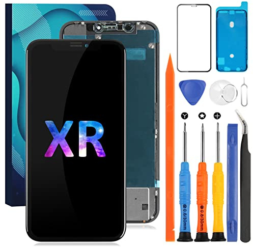 Para Pantalla iPhone XR Completo Para iPhone XR LCD Para Pantalla De iPhone XR Screen Replacement Completa Kit de digitalizador Display Touch Digitizer A2105, A1984, A2107, A2108, A2106(Incell,Negro)