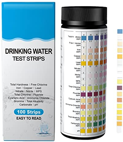 dobooo 2 Wassertest-Kits für Trinkwasser - 16-in-1 Wasserteststreifen für Zuhause,100 Streifen Wassertest-Kit für Trinkwasser/Leitungswasser/Brunnenwasser/Spa-Center/Schwimmbad