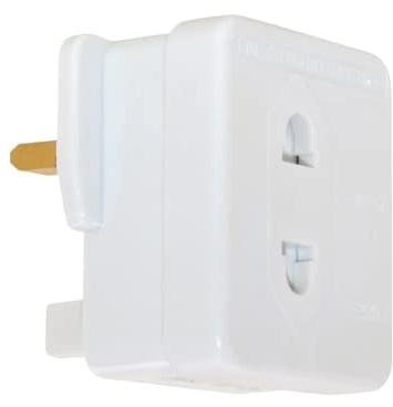 UK 2 to 3 Pin Fuse Adaptor Plug 1 Amp -240V AC For Shavers And Toothbrushes Only
