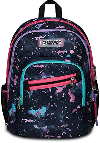 Seven Advanced Detach Schulrucksack – Fluo String Girl – Violett – Doppelfach – Trinkflaschentasche, 2 Rucksäcke in 1 mit abnehmbarem Frontfach, SONSTIGES, 31 x 43 x 22 cm, schule