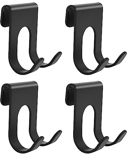 Disnace 4 Piezas Ganchos de Ducha de Puerta, Ganchos para Colgar de Aluminio,Gancho para Toallas Autoadhesivo Mate,Ganchos de Pared Duradero para Baño, Cocina, Oficina, Multiusos (Negro)