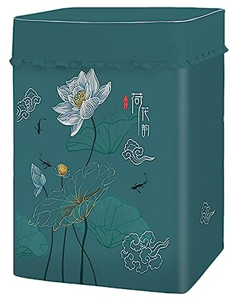 Odot Clásico Funda Lavadora de Carga Superior Funda, Lavadora Exterior Impermeable con Cremallera para Lavadora y Secadora de Carga Superior (Azul Verde,XS Capacidad 2-4.2kg)